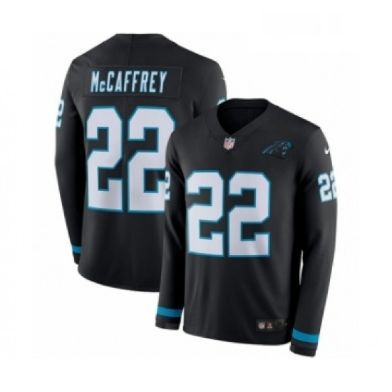 Youth Nike Carolina Panthers 22 Christian McCaffrey Limited Black Therma Long Sleeve NFL Jersey