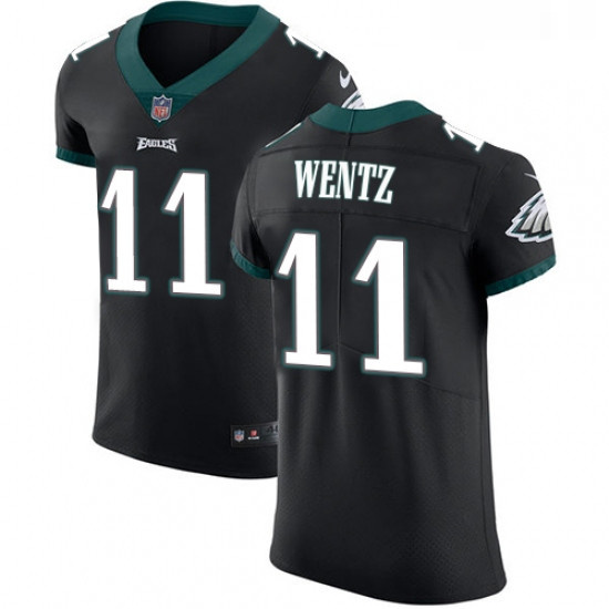 Mens Nike Philadelphia Eagles 11 Carson Wentz Black Alternate Vapor Untouchable Elite Player NFL Jer