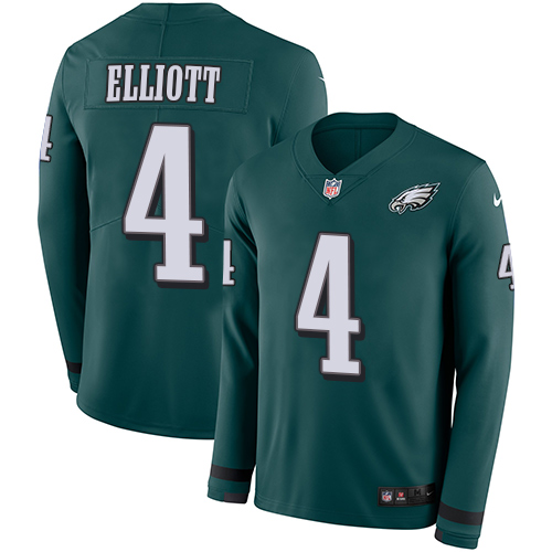 Nike Eagles #4 Jake Elliott Midnight Green Team Color Men Stitched NFL Limited Therma Long Sleeve Je