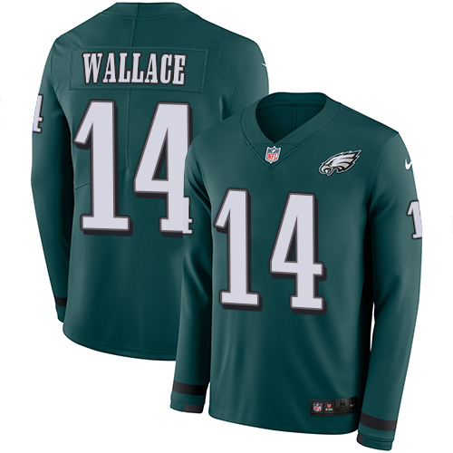 Nike Eagles #14 Mike Wallace Midnight Green Team Color Men Stitched NFL Limited Therma Long Sleeve J