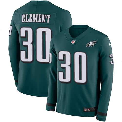 Nike Eagles #30 Corey Clement Midnight Green Team Color Men Stitched NFL Limited Therma Long Sleeve 