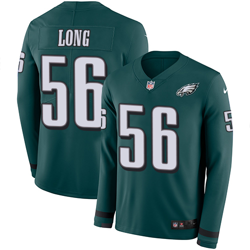 Nike Eagles #56 Chris Long Midnight Green Team Color Men Stitched NFL Limited Therma Long Sleeve Jer