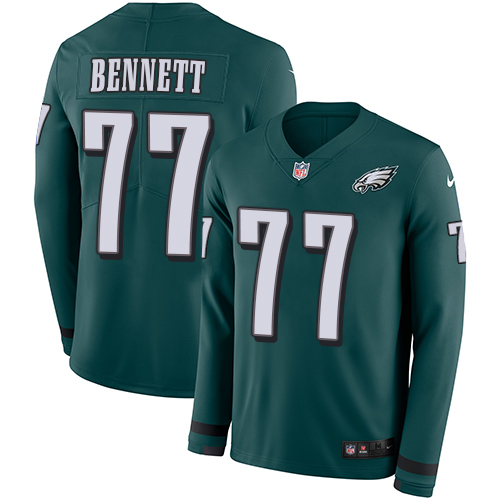 Nike Eagles #77 Michael Bennett Midnight Green Team Color Men Stitched NFL Limited Therma Long Sleev