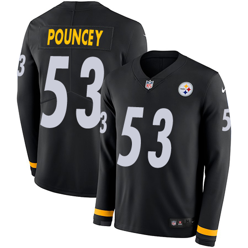 Men Steelers #53 Maurkice Pouncey Black Team Color Men Stitched NFL Limited Therma Long Sleeve Jerse