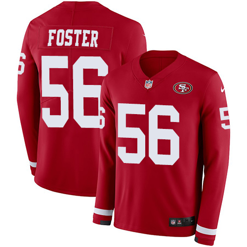 Nike 49ers #56 Reuben Foster Red Team Color Men Stitched NFL Limited Therma Long Sleeve Jersey