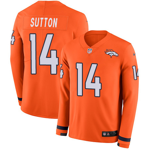 Nike Broncos #14 Courtland Sutton Orange Team Color Men Stitched NFL Limited Therma Long Sleeve Jers