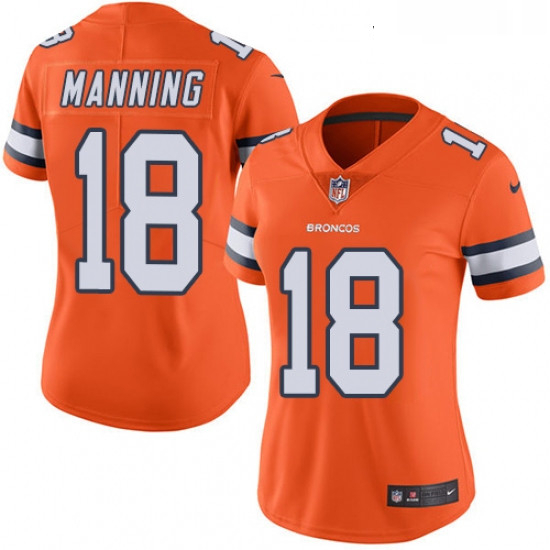 Womens Nike Denver Broncos 18 Peyton Manning Elite Orange Rush Vapor Untouchable NFL Jersey