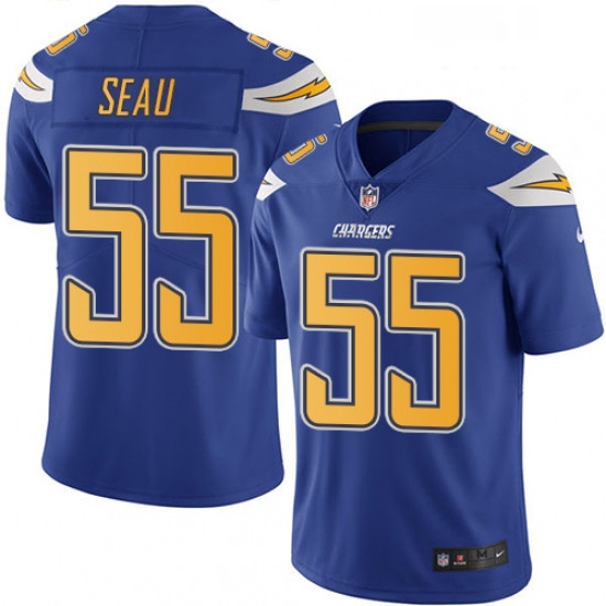 Youth Nike Los Angeles Chargers 55 Junior Seau Limited Electric Blue Rush Vapor Untouchable NFL Jers