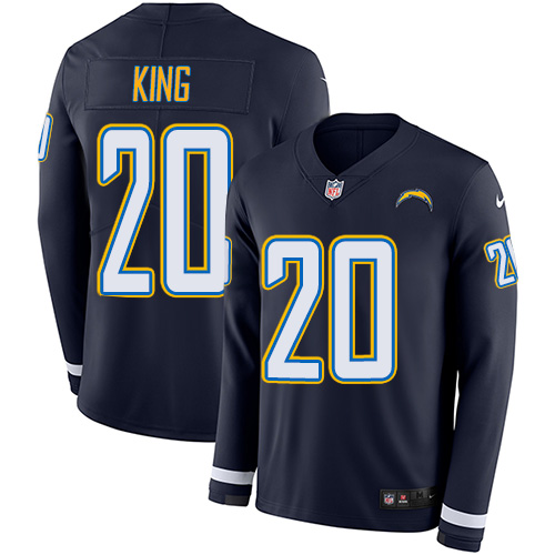 Nike Chargers #20 Desmond King Navy Blue Team Color Men Stitched NFL Limited Therma Long Sleeve Jers