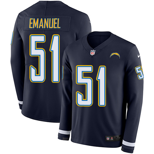 Nike Chargers #51 Kyle Emanuel Navy Blue Team Color Men Stitched NFL Limited Therma Long Sleeve Jers