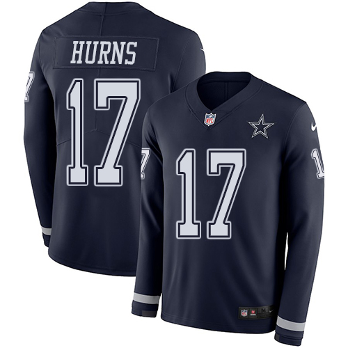 Nike Cowboys #17 Allen Hurns Navy Blue Team Color Men Stitched NFL Limited Therma Long Sleeve Jersey