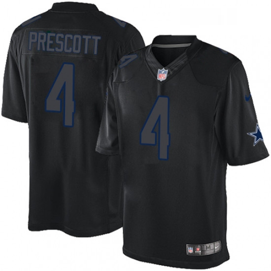 Mens Nike Dallas Cowboys 4 Dak Prescott Limited Black Impact NFL Jersey