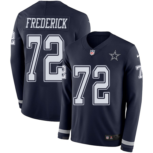 Nike Cowboys #72 Travis Frederick Navy Blue Team Color Men Stitched NFL Limited Therma Long Sleeve J