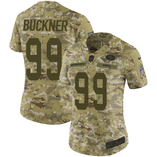 Nike 49ers #99 DeForest Buckner Camo Women Stitched NFL Limited 2018 Salute to Service Jersey