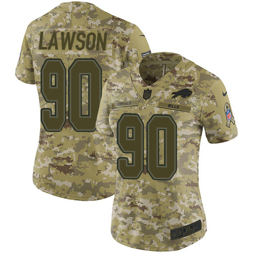 Nike Bills #90 Shaq Lawson Camo Women Stitched NFL Limited 2018 Salute to Service Jersey