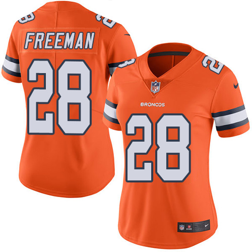 Nike Broncos #28 Royce Freeman Orange Women Stitched NFL Limited Rush Jersey