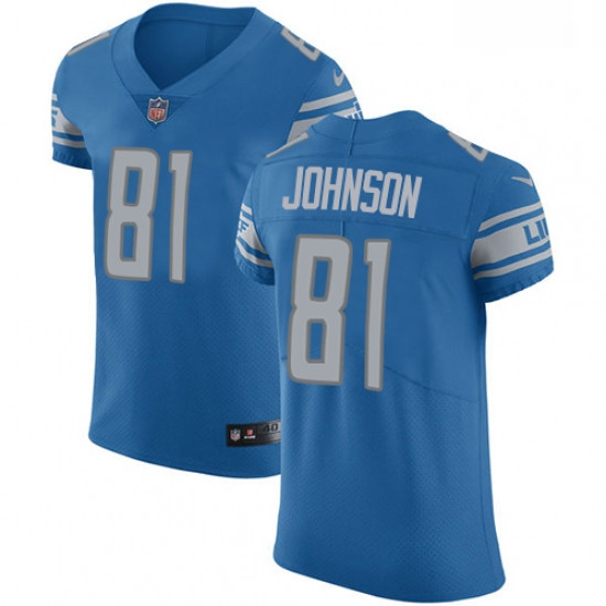 Men Nike Detroit Lions 81 Calvin Johnson Light Blue Team Color Vapor Untouchable Elite Player NFL Je