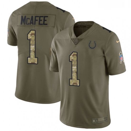 Youth Nike Indianapolis Colts 1 Pat McAfee Limited OliveCamo 201