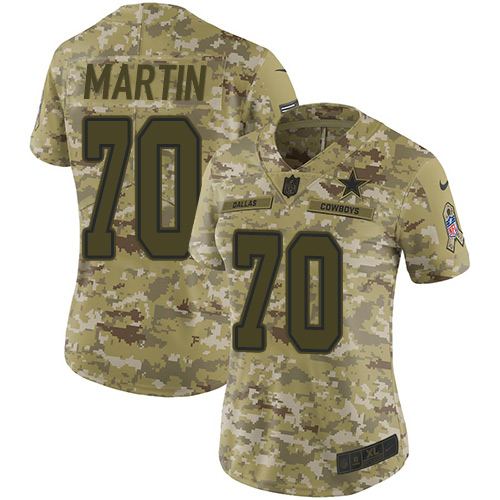 Nike Cowboys #70 Zack Martin Camo Women Stitched NFL Limited 2018 Salute to Service Jersey