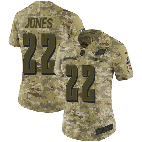 Nike Eagles #22 Sidney Jones Camo Women Stitched NFL Limited 2018 Salute to Service Jersey