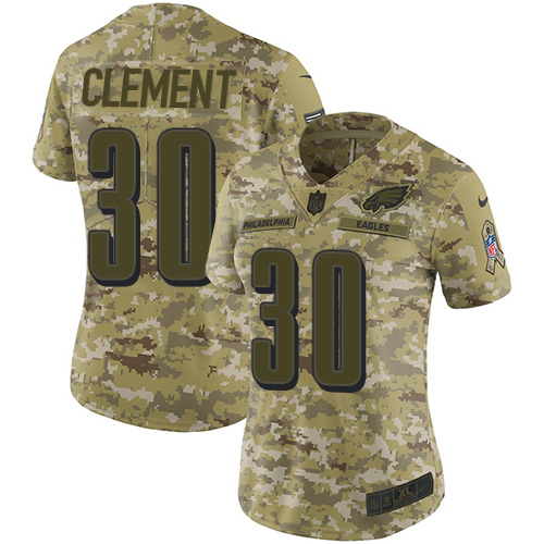 Nike Eagles #30 Corey Clement Camo Women Stitched NFL Limited 2018 Salute to Service Jersey