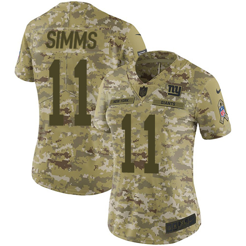 Nike Giants #11 Phil Simms Camo Women Stitched NFL Limited 2018 