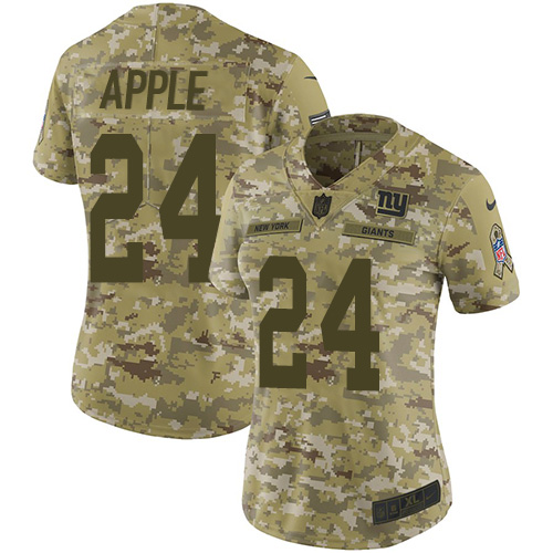 Nike Giants #24 Eli Apple Camo Women Stitched NFL Limited 2018 Salute to Service Jersey