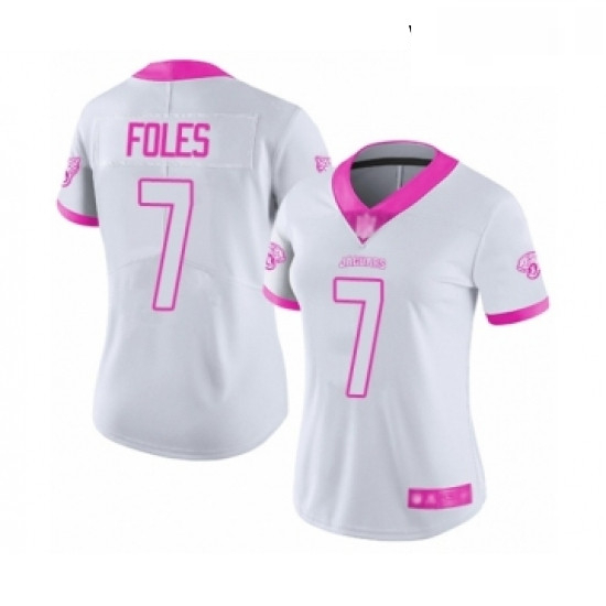 Womens Jacksonville Jaguars 7 Nick Foles Limited White Pink Rush Fashion Football Jersey