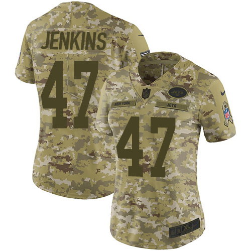 Nike Jets #47 Jordan Jenkins Camo Women Stitched NFL Limited 201