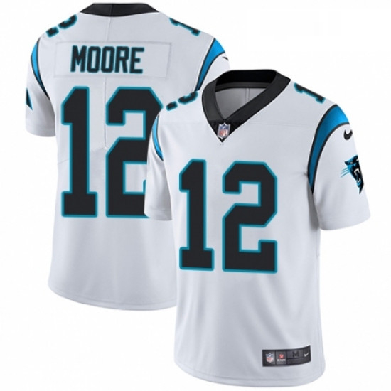 Mens Nike Carolina Panthers 12 DJ Moore White Vapor Untouchable 