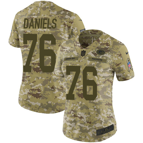 Nike Packers #76 Mike Daniels Camo Women Stitched NFL Limited 2018 Salute to Service Jersey