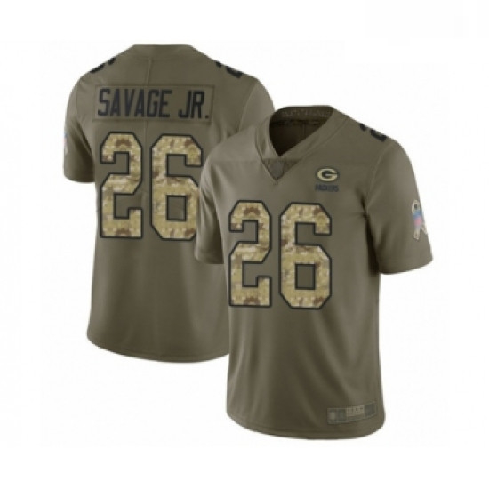 Youth Green Bay Packers 26 Darnell Savage Jr Limited Olive Camo 2017 Salute to Service Football Jers