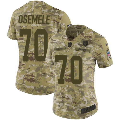 Nike Raiders #70 Kelechi Osemele Camo Women Stitched NFL Limited 2018 Salute to Service Jersey