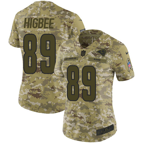 Nike Rams #89 Tyler Higbee Camo Women Stitched NFL Limited 2018 