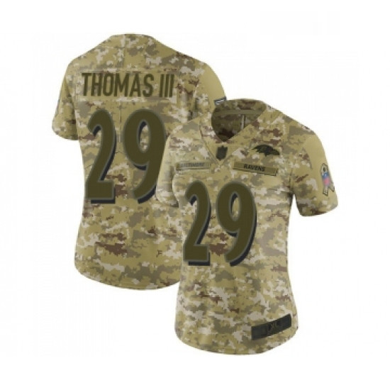 Womens Baltimore Ravens 29 Earl Thomas III Limited Camo 2018 Sal