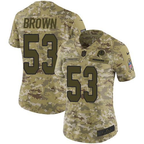Nike Redskins #53 Zach Brown Camo Women Stitched NFL Limited 2018 Salute to Service Jersey