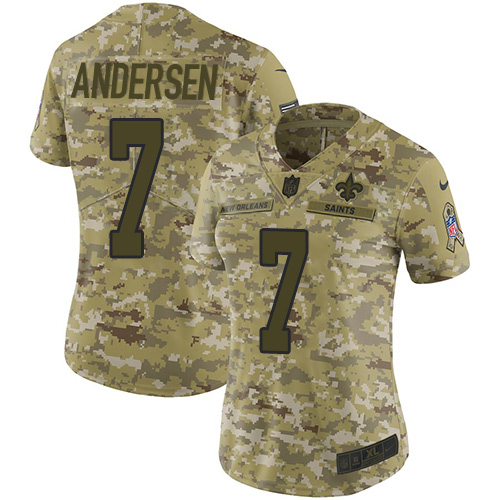 Nike Saints #7 Morten Andersen Camo Women Stitched NFL Limited 2