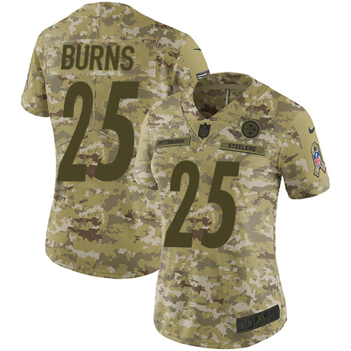 Nike Steelers #25 Artie Burns Camo Women Stitched NFL Limited 2018 Salute to Service Jersey