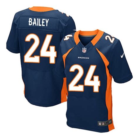 Men Nike Broncos #24 Champ Bailey Navy Blue Elite Jersey