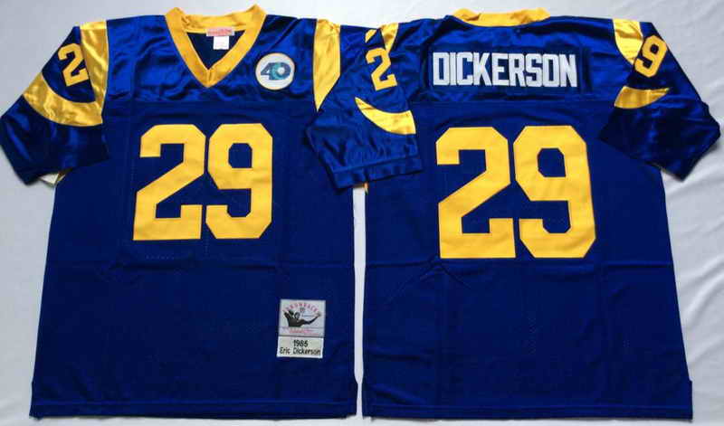 Men Mitchell Ness St Louis Rams 29 Eric Dickerson Blue NFL Throwback Stitched Jersey