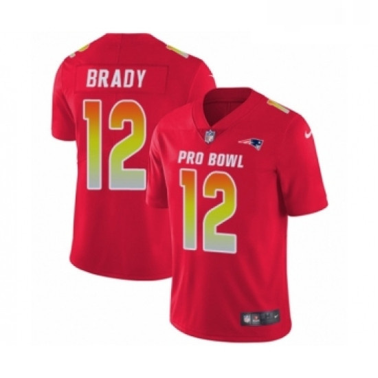 Mens Nike New England Patriots 12 Tom Brady Limited Red AFC 2019