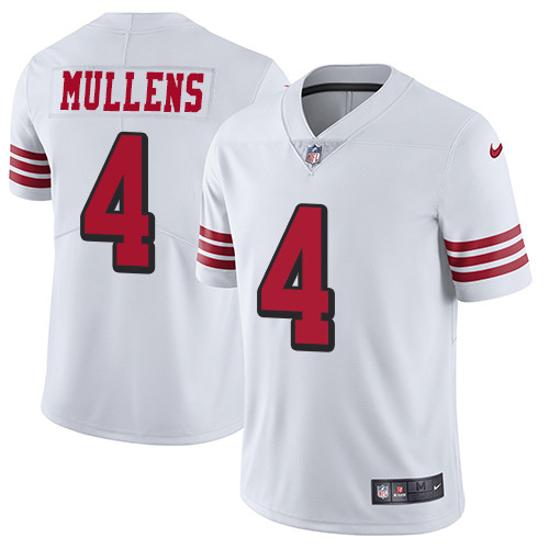 Nike 49ers #4 Nick Mullens White Rush Men Stitched NFL Vapor Unt