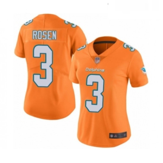 Womens Miami Dolphins 3 Josh Rosen Limited Orange Rush Vapor Unt