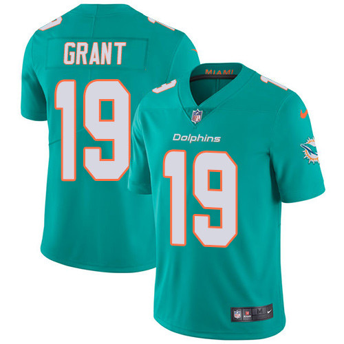 Nike Dolphins #19 Jakeem Grant Aqua Green Team Color Men Stitched NFL Vapor Untouchable Limited Jers