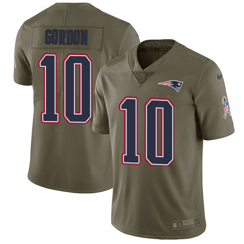Nike Patriots #10 Josh Gordon Olive Men Stitched NFL Limited 201
