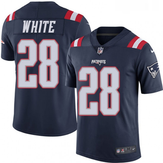 Mens Nike New England Patriots 28 James White Limited Navy Blue 