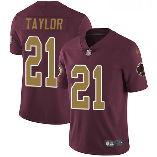 Mens Nike Washington Redskins 21 Sean Taylor Burgundy RedGold Number Alternate 80TH Anniversary Vapo