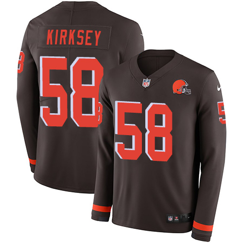 Nike Browns #58 Christian Kirksey Brown Team Color Men Stitched NFL Limited Therma Long Sleeve Jerse