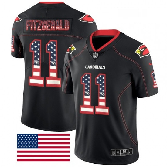 Men Nike Arizona Cardinals 11 Larry Fitzgerald Limited Black Rush USA Flag NFL Jersey