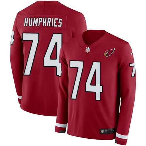 Nike Cardinals #74 D J  Humphries Red Team Color Men Stitched NFL Limited Therma Long Sleeve Jersey